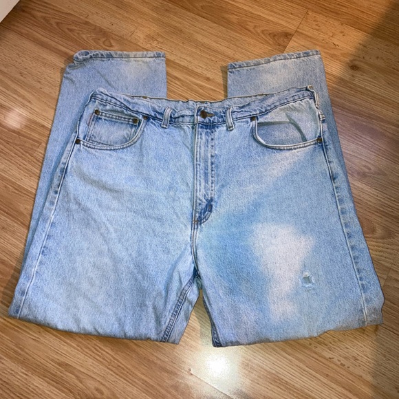 Vintage 90s Carhartt Men’s Light Wash Denim Blue Jeans - Picture 6 of 11